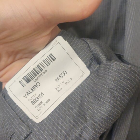 Simon Spurr 36S/30 modern slim skinny fit grey stripe 100% virgin wool bemberg - Picture 12 of 12